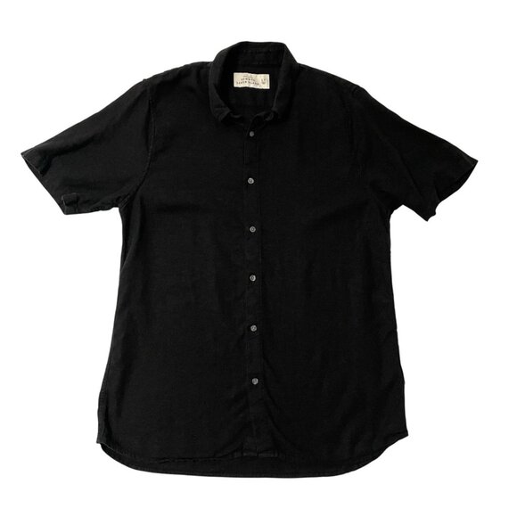 Abercrombie & Fitch Summer Linen Blend Button Up Shirt Black size Large Tall - Picture 1 of 4